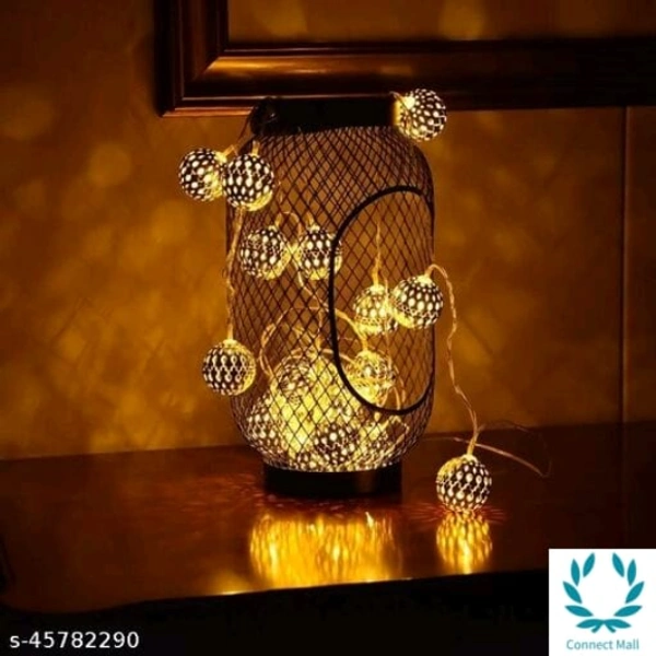 16 LED Metal Moroccon Orb Decorative String Light -  Yellow,  Metal, Pack of1